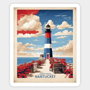 Nantucket Massachusetts United States of America Tourism Vintage Poster Sticker